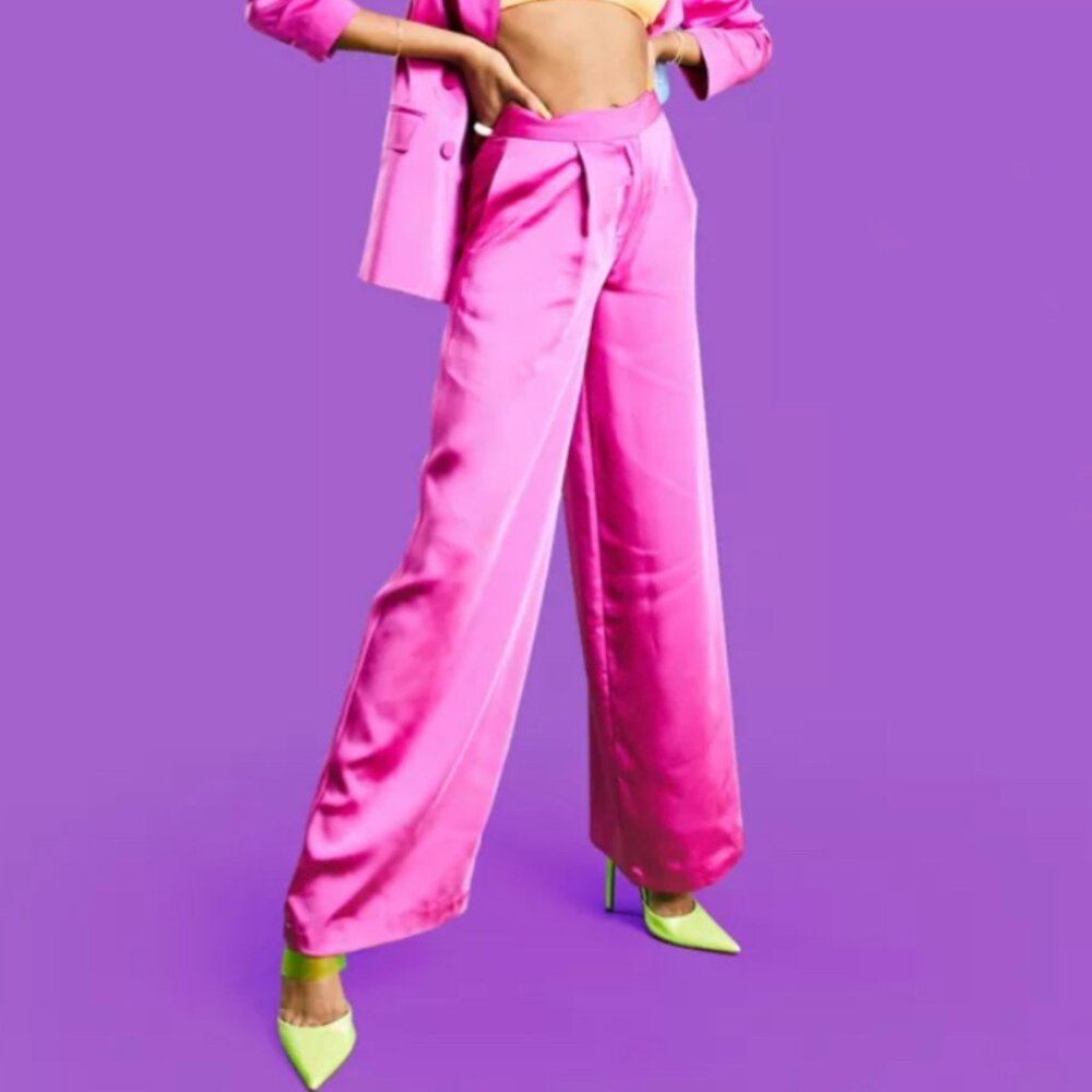NWOT asos magenta satin trousers